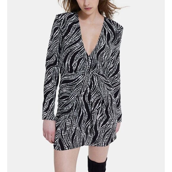 The Kooples Printed V Neck Short Mini Dress - Picture 3 of 13